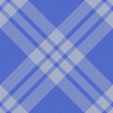 Kusursuz doku vektörü. Tartan tekstil geçmişi. Pastel ve mavi renklerde desenli kumaş kontrolü.