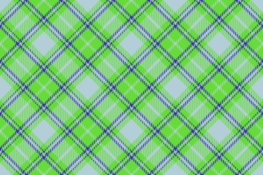 Tartan arka plan vektörü. Kumaş dokusu pürüzsüz. Tekstil ekose desenini mavi ve yeşil renklerle kontrol et.