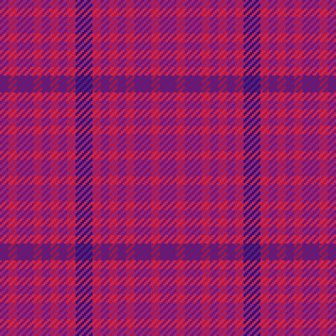 Ekose desenli arka plan. Vektör tekstil kusursuz. Kumaş desenli tartan kontrolü mor ve kırmızı renklerde.