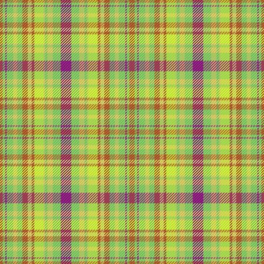 Doku tartan deseni. Kumaş tekstil kontrolü. Turuncu ve kireç renklerinde kusursuz vektör ekoseli arkaplan.