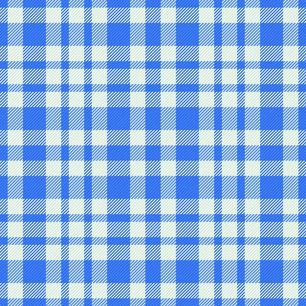 背景タータン生地 再生ベクトルチェック 青い色と白い色のシームレスな織物のテクスチャパターン — ストックベクタ