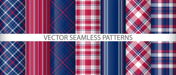Nastavit Tartanovou Texturu Bezproblémové Pozadí Vektorová Kostkovaná Kontrola Textilní Kolekce — Stockový vektor