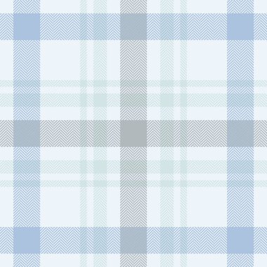 Pasta desenli açık renkli ekose desenli beyaz, mavi ve gri kumaş. Vektörde seçili kumaş dokusu.