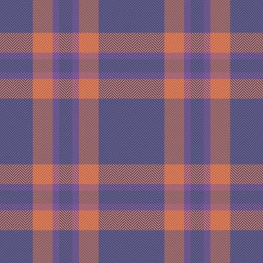 Tartan dokusuna bak. Kalıpsız tekstil. Kırmızı ve mor renkli vektör kumaş arkaplan ekoseli.