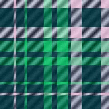 Tartan kumaş kontrolü. Arka plan tekstil dokusu. Turkuaz ve koyu renklerde desensiz ekoseli desen vektörü.