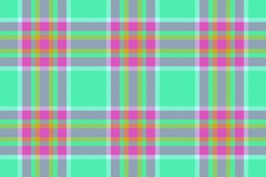 Tekstil kumaş deseni. Kusursuz dokuyu kontrol et. Turkuaz ve açık renklerde vektör ekose arkaplan tartanı.