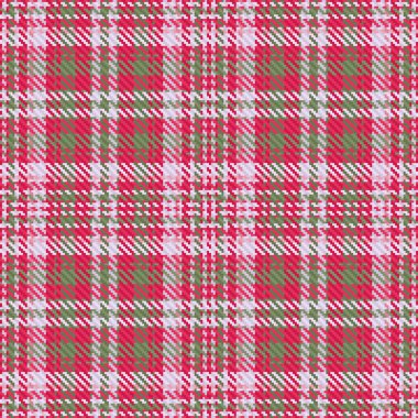 Tekstil araştırması. Kusursuz desenli tartan. Ekose kumaş dokusu vektörü kırmızı ve açık renklerde.