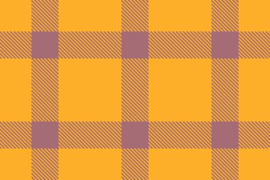 Doku kumaşı. Arka plan tartan deseni. Kehribar ve kırmızı renklerde vektörsüz ekose denetimi.