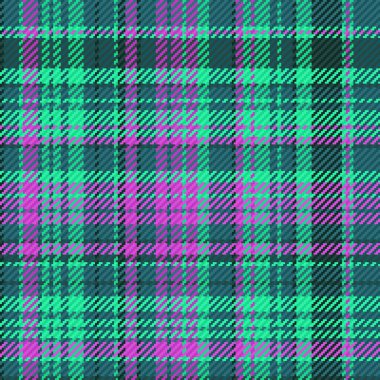 Arka planda pürüzsüz kumaş. Vektör kontrolü. Koyu ve mor renkli ekose desenli tekstil.
