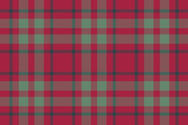 Tekstil vektörü. Doku kumaşı ekoseli. Arkaplan tartan denetimi kırmızı ve koyu renklerde kusursuz.