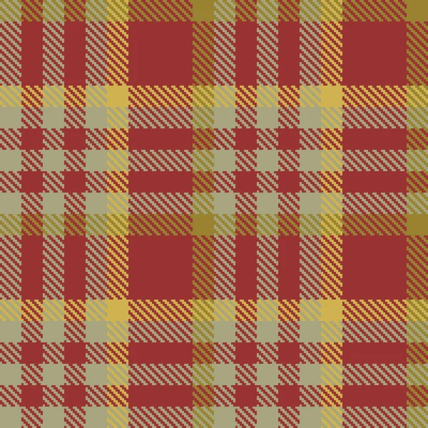 パターンベクトルを確認 タータンの繊維を再生 生地の背景の質感は黄色と赤の色でシームレス — ストックベクタ