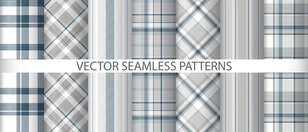 Vektor Textur Einstellen Nahtloses Hintergrundmuster Textilkarierte Tartan Kollektion Prüfen — Stockvektor