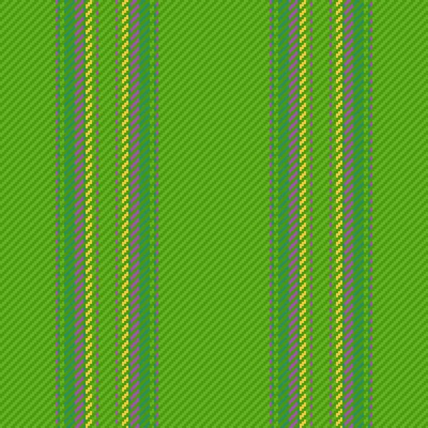 面料背景无缝 纹理条纹线 绿色和黄色的矢量纺织品垂直图案 — 图库矢量图片
