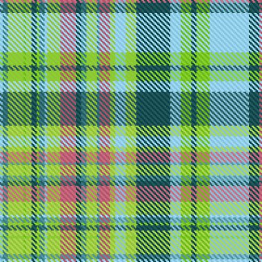 Kusursuz vektör arkaplanı. Ekose kumaş. Desen dokuyu siyanür ve yeşil renklerle kontrol et.