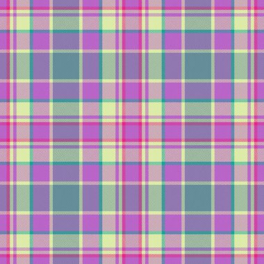 Ekose kumaşı kontrol et. Kumaş tartan vektörü. Eflatun ve cyan renklerinde arkaplan dokusu tekstili.