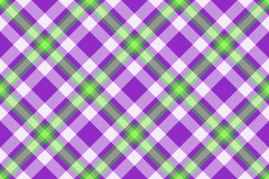 Tekstil tartından. Kalıp vektör ekoseli. Yeşil ve beyaz renklerde desensiz arkaplan kumaşı.