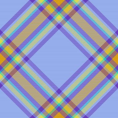 Kusursuz arka plan ekoseli. Kumaş tekstil kontrolü. Mavi ve sarı renklerde desen vektör tartan deseni.