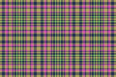 Tartan dokusu. Tekstil ekose kumaş. Arkaplan deseni mor ve yeşil renklerde kumaş vektörü.