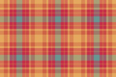 Kalıplı kumaş. Ekose kumaş. Turuncu ve kırmızı renklerde kusursuz bir özgeçmiş kontrolü.