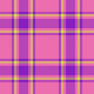Vektör deseni kumaşı. Tekstil dokusu arka planı. Kireç ve morumsu renklerde ekoseli tartan..