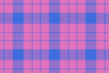 Kusursuz bir arka plan. Tartan vektörünü kontrol et. Mor ve mavi renklerde tekstil kumaşı.