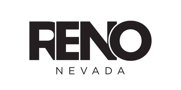 Reno Nevada Usa Typografie Slogan Design Americké Logo Grafickým Městským — Stockový vektor