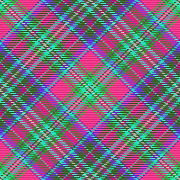 Texture Textile Seamless Fabric Plaid Check Tartan Vector Pattern Background — Stock Vector