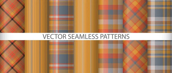 Establecer Textura Textil Fondo Tartán Vector Sin Costura Tela Cuadros — Archivo Imágenes Vectoriales