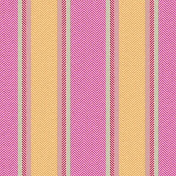 繊維の背景垂直 ストライプの質感をシームレスに オレンジ色やピンク色のベクトルライン生地パターン — ストックベクタ