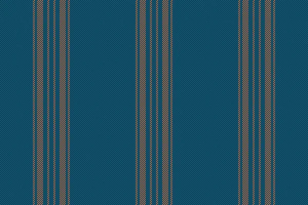 垂直パターンテキスタイル シームレスなテクスチャストライプ 青とオレンジのベクトルライン生地の背景 — ストックベクタ