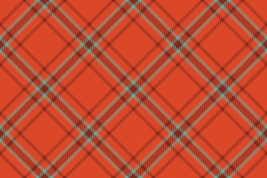 Doku arka plan vektörü. Ekose kumaşı kontrol et. Kumaş desenli, turkuaz ve kırmızı renklerde dikişsiz..