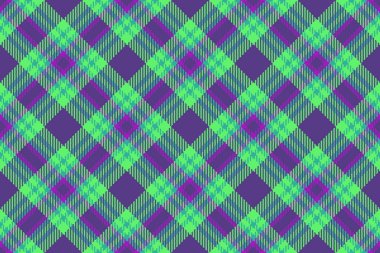 Arka planda tekstil kumaşı. Vektör pürüzsüz doku. Ekose desenli kumaş yeşil ve turkuaz renklerde kontrol edilsin.