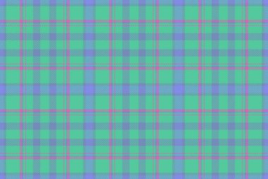 Arka plan vektör ekoseli. Tartan tekstil kumaşı. Mavi ve morumsu renklerde kusursuz desen kontrolü.
