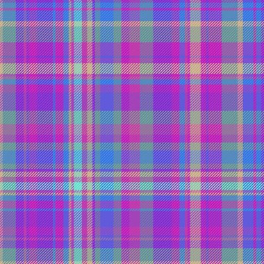 Ekose arka plan dokusu. Kalıp vektör tekstili. Turkuaz ve menekşe rengi kumaş tartını kusursuz bir şekilde kontrol et.