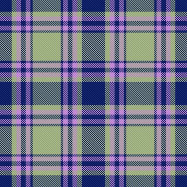 Tekstil vektörü kusursuz. Tartanı kontrol et. Mor ve mavi renklerde desenli ekose kumaş.