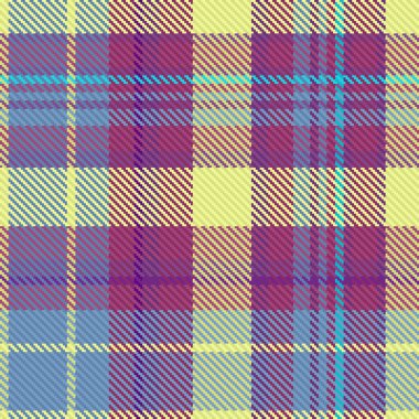 Kalıp tartan vektörü. Tekstil dikişsiz ekose kumaş. Arkaplan denetimi dokusu mor ve mavi renklerde.