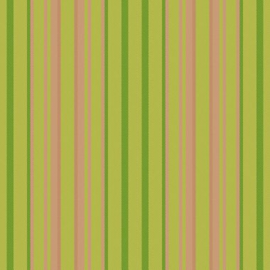 Kumaş arka plan şeridi. Kusursuz bir tekstil. Sarı ve yeşil renklerde dikey vektör çizgileri.