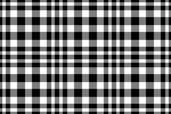 Plaid Background Check Seamless Pattern Black White Vector Fabric Texture — Stock Vector