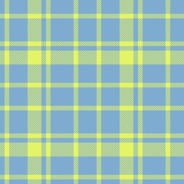 Tartan pürüzsüz dokusu. Vektör tekstil kontrolü. Kireç ve mavi renklerde desen kumaş arka plan ekoseli.