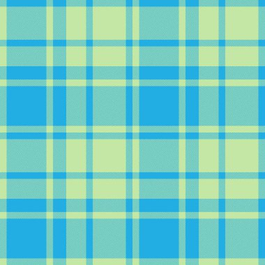 Kusursuz tartan kontrolü. Kumaş kumaş ekose. Işık ve cyan renklerinde arkaplan vektör deseni.