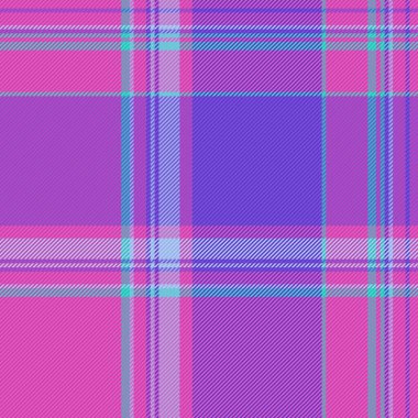 Kalıpsız kumaş. Ekose özgeçmiş kontrolü. Cyan ve mavi renklerde tekstil desenli tartan vektörü.