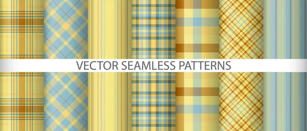 Nastavte Hladký Tartanový Vzor Textilní Textura Pozadí Kolekce Kontroly Vektorové — Stockový vektor