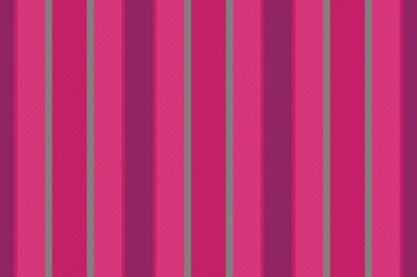 Kumaş deseni vektörü. Çizgiler arka plan şeridi. Kırmızı ve pembe renklerde desensiz dikey tekstil.