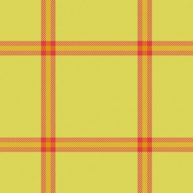 Kalıplı kumaş kumaş. Kusursuz tekstil bak. Sarı ve kırmızı renklerde vektör ekose arkaplan dokusu.