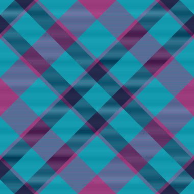 Doku kumaşı. Kusursuz vektör ekoseli. Koyu ve cyan renklerinde desen tartan arkaplan kontrolü.