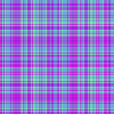 Bir vektör dokusu, mavi ve mor renkli kumaş kumaşı olan ekoseli desenli tartan denetimi.