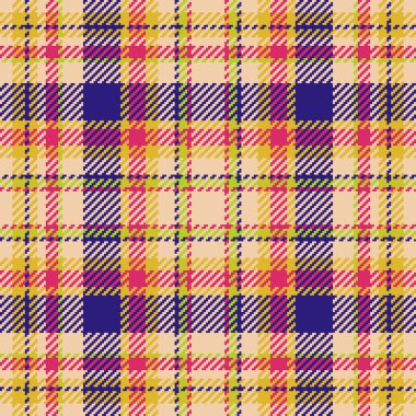 Kumaş vektör kontrolünün desensiz ekoseli ve ışık ve çivit renklerinde tekstil tartan arkaplan deseni.