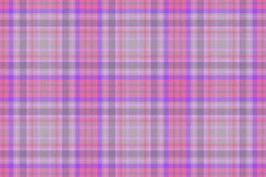 Tartan kumaşın arkaplan dokusu, gri ve mor renkli vektör tekstil kontrolüyle pürüzsüz..