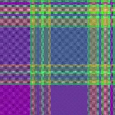 Kumaş vektör dokusunun, mavi ve mor renklerde tartan desenli ekoseli tekstil arkaplanı.
