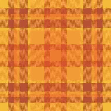 Ekose kontrol deseni turuncu ve kırmızı renklerde. Kusursuz kumaş dokusu. Tartan tekstil baskı tasarımı.